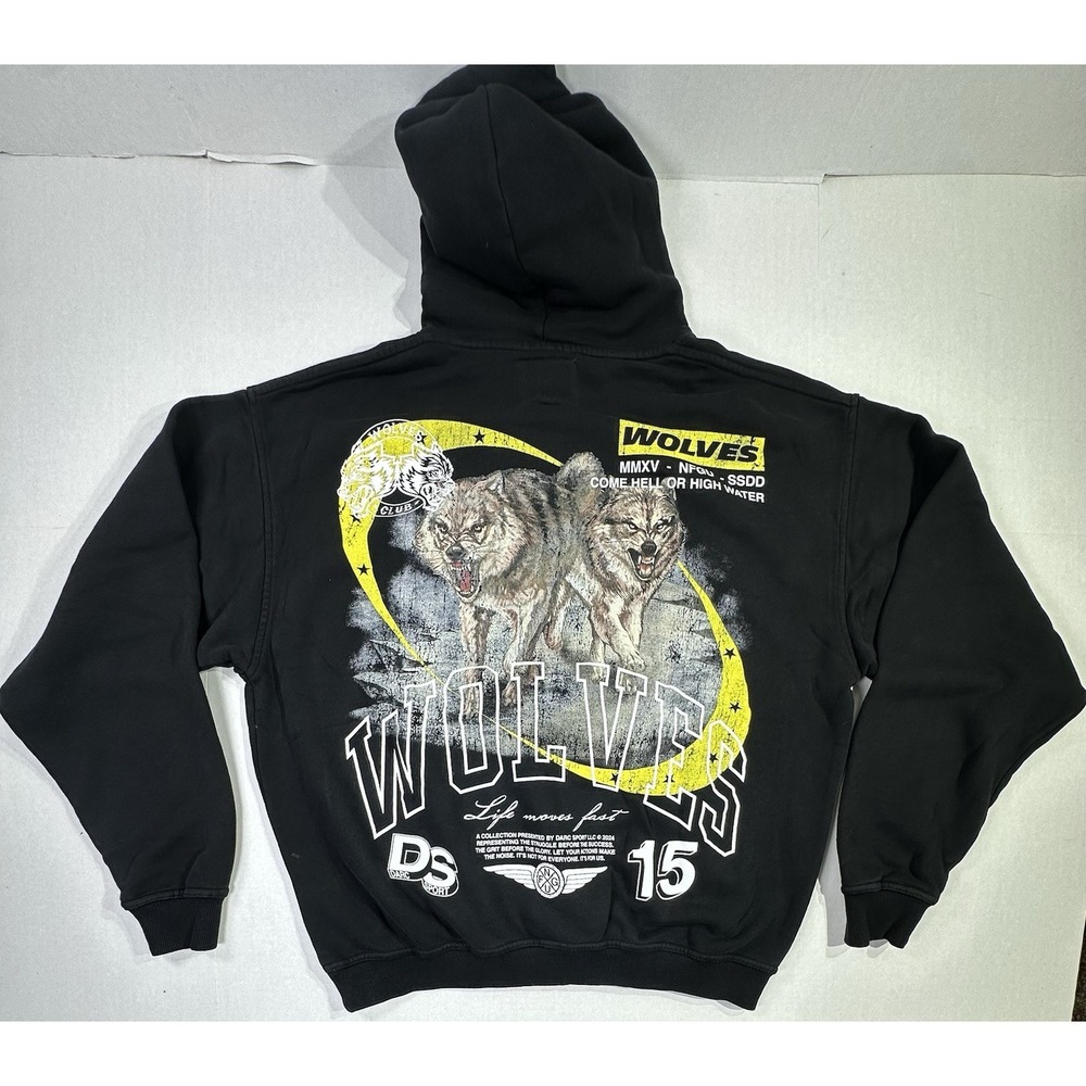 Darc Sport Wolves Club Hoodie Run With Us Vintage Pierce Black Medium NWT Rare